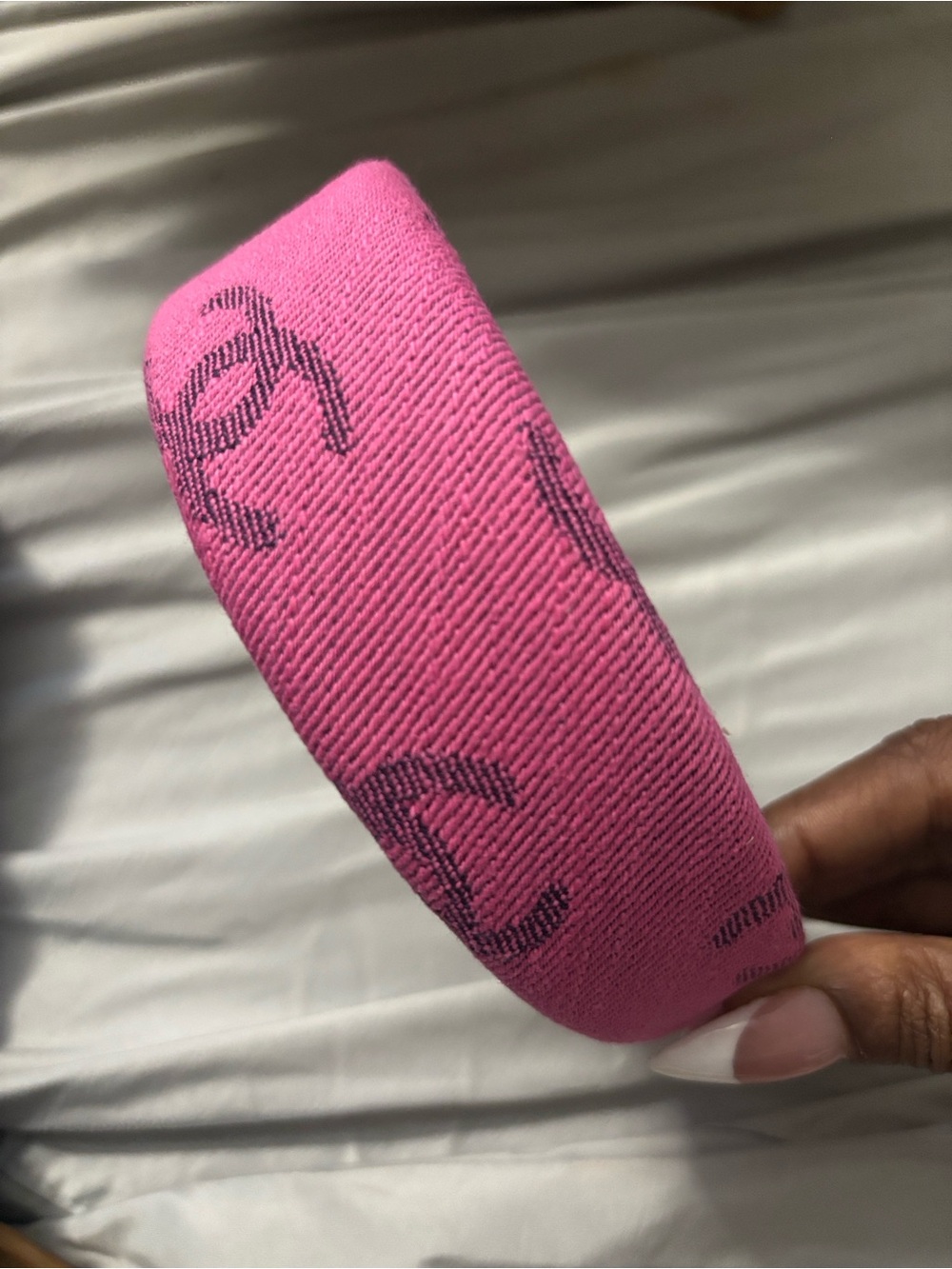 Chanel Pink Logo Jacquard Headband